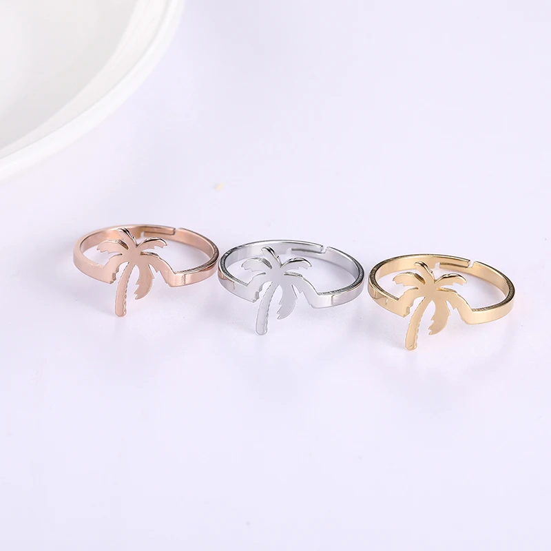 Stainless Steel Silver Gold Rose Gold Ring Korean Art Small Fresh Opening Coconut Tree Rings For Gift
Stainless Steel Silver Gold Rose Gold Ring Korean Art Small Fresh Opening Coconut Tree Rings For Gift