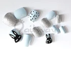 Nail Kids Kids Nails 24pcs Press On Black Rabbit Glitter Blue Fake Nail Tips For Kids