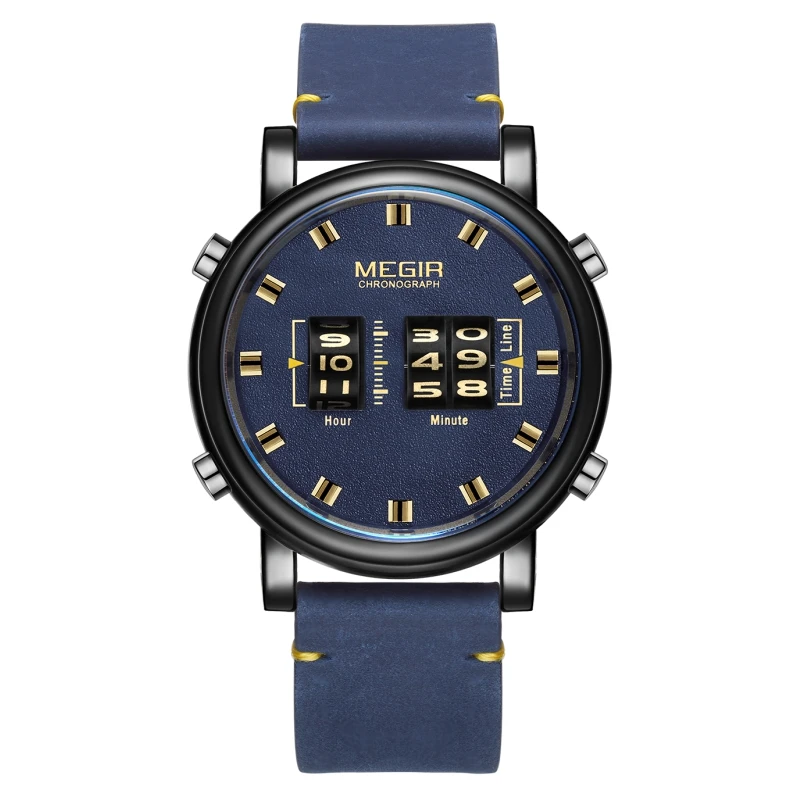 Reloj Hombre Megir 2137 Creative Design Drum Roller Watches Personalized Men Military Leather Sport Novel Watch, Blue, black , brown, silver
Reloj Hombre Megir 2137 Creative Design Drum Roller Watches Personalized Men Military Leather Sport Novel Watch, Blue, black , brown, silver