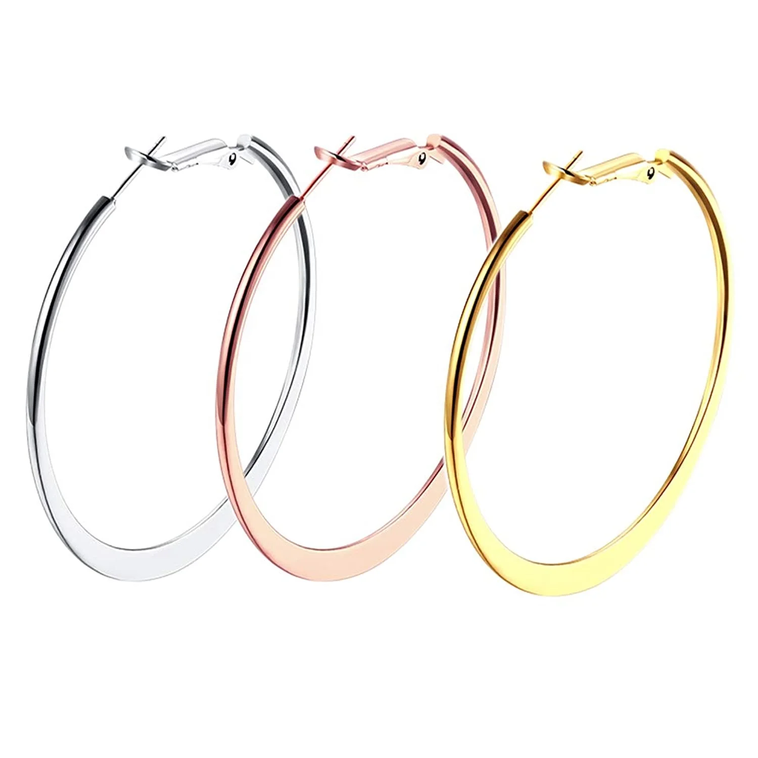 High Quality Gold Plated Stainless Steel Flattened Simple Big Hoop Earrings for Women Fashion Jewelery Wholesale, Steel / gold / rose gold
High Quality Gold Plated Stainless Steel Flattened Simple Big Hoop Earrings for Women Fashion Jewelery Wholesale, Steel / gold / rose gold