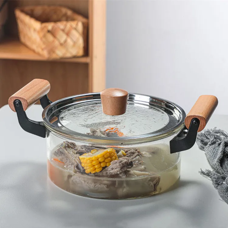 High Borosilicate Wooden Handle Household Heated Glass Soup Pot Large Glass Boil Pot
High Borosilicate Wooden Handle Household Heated Glass Soup Pot Large Glass Boil Pot