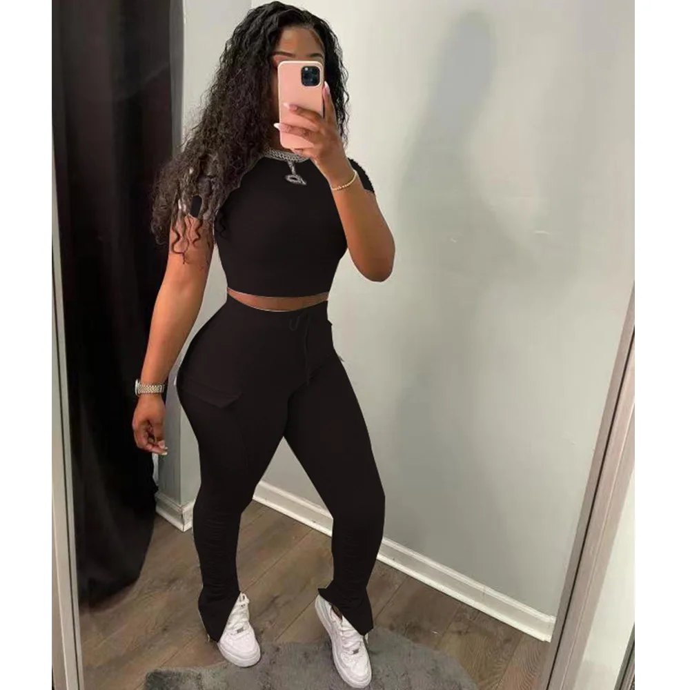 Leisure Solid Short Sleeve Tee Crop Top And Pant Set Women Slim Fitted Casual Summer Activewear -YS, Red,gray,black,rose red,khaki
Leisure Solid Short Sleeve Tee Crop Top And Pant Set Women Slim Fitted Casual Summer Activewear -YS, Red,gray,black,rose red,khaki
