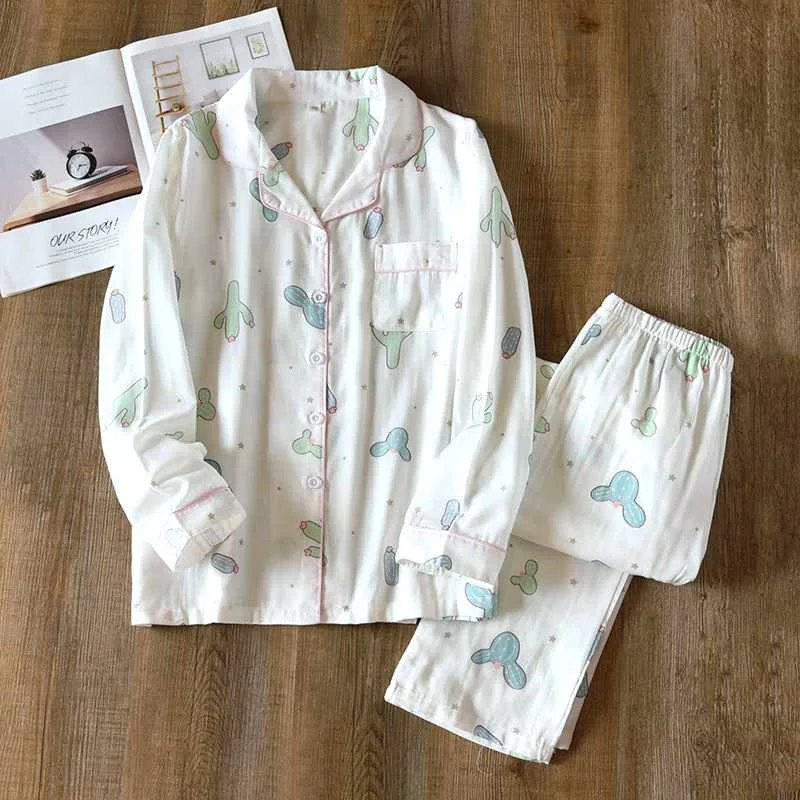 2021 new spring and summer ladies thin 100% cotton sleepwear female cactus double gauze home service two piece set sleepwear wo, Required
2021 new spring and summer ladies thin 100% cotton sleepwear female cactus double gauze home service two piece set sleepwear wo, Required