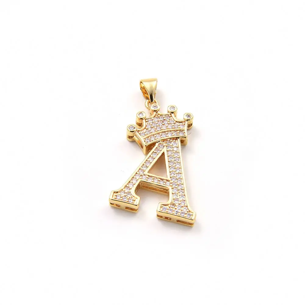 Charm Jewelry Pendant Gold Plated Brass Diamond Crystal Name Initial 26 Letters Accesorios Necklace Crown Letters For Jewelry, Golden
Charm Jewelry Pendant Gold Plated Brass Diamond Crystal Name Initial 26 Letters Accesorios Necklace Crown Letters For Jewelry, Golden