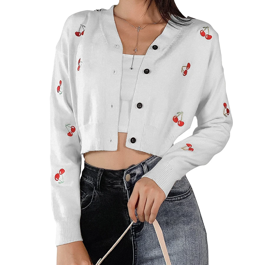 C1738511 Sweet cute cherry embroidery Sweater for women Chic Knitted tops Cardigan fall winter casual Sweater female
C1738511 Sweet cute cherry embroidery Sweater for women Chic Knitted tops Cardigan fall winter casual Sweater female