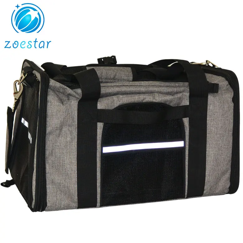High-end Expandable Pet Carrier Shoulder Tote Bag with Reflective Straps Airline Approved