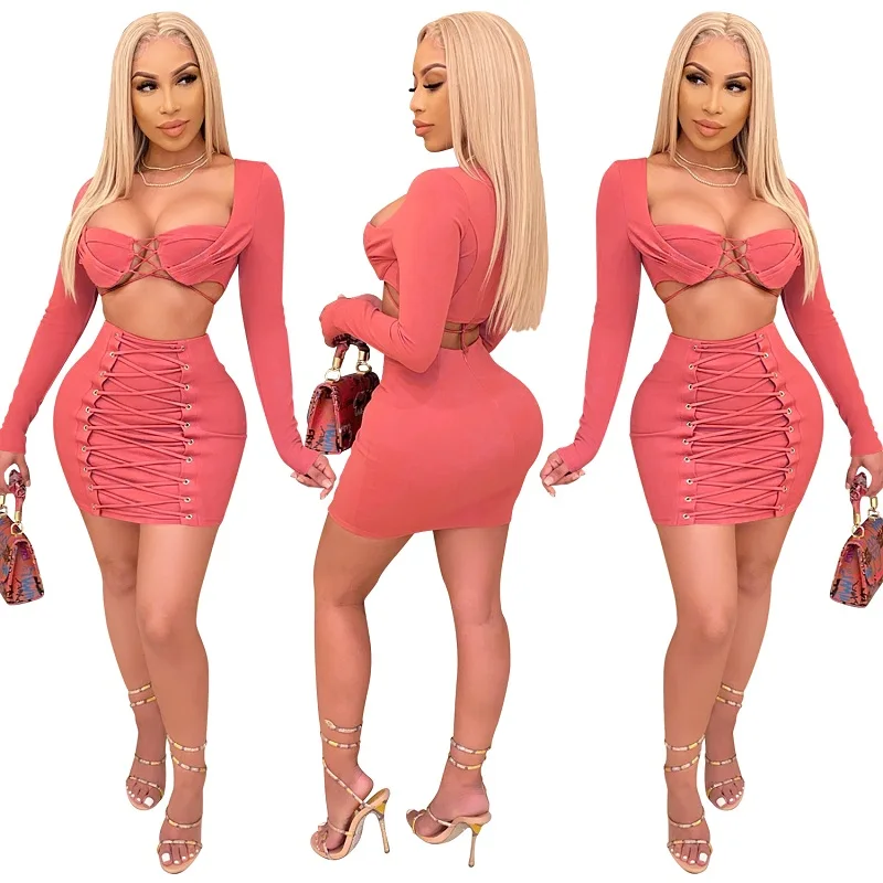 Summer Clothes 2021 Lace Up Bandage Mini Skirts Set Two Piece Women Short Dress Set Party Clubwear
Summer Clothes 2021 Lace Up Bandage Mini Skirts Set Two Piece Women Short Dress Set Party Clubwear