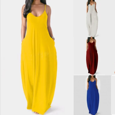 2021 New Plus size 5XL Woman Dress Summer 2020 Casual Maxi Dress Solid V Neck Adjustable Spaghetti Strap Top Casual Dress Homewe
2021 New Plus size 5XL Woman Dress Summer 2020 Casual Maxi Dress Solid V Neck Adjustable Spaghetti Strap Top Casual Dress Homewe