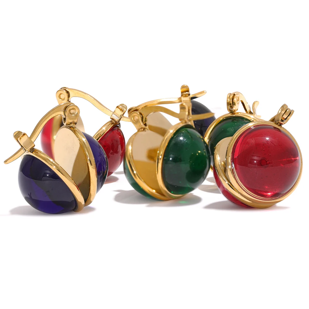 JINYOU 454 Stainless Steel Resin Earrings Trendy Waterproof Jewelry Dark Color Red Blue Green Huggie Earrings Jewelry for Women
JINYOU 454 Stainless Steel Resin Earrings Trendy Waterproof Jewelry Dark Color Red Blue Green Huggie Earrings Jewelry for Women