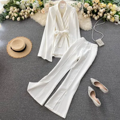 2020 Autumn Winter Women Fashion Coat And Wide Leg Pants Women Clothing Two Piece Sets
2020 Autumn Winter Women Fashion Coat And Wide Leg Pants Women Clothing Two Piece Sets