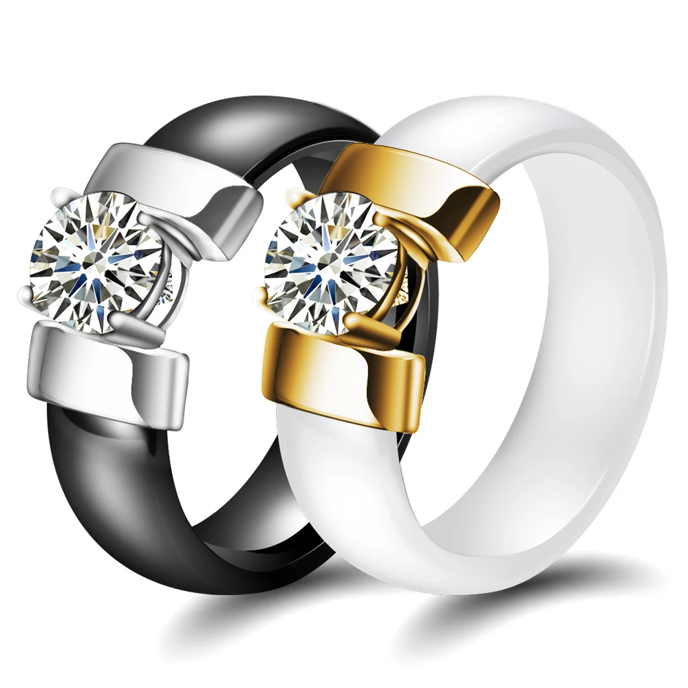 6mm White Black Ceramic Channel Rings Plus Cubic Zirconia Engagement Ceramic Wedding Rings Jewelry Women
6mm White Black Ceramic Channel Rings Plus Cubic Zirconia Engagement Ceramic Wedding Rings Jewelry Women