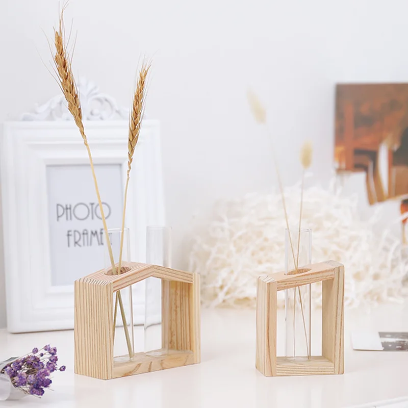 Glass Test Tube Flower Vase in Wooden Stand Flower Pots for Hydroponic Plants Home Garden Decoration, Wood
Glass Test Tube Flower Vase in Wooden Stand Flower Pots for Hydroponic Plants Home Garden Decoration, Wood