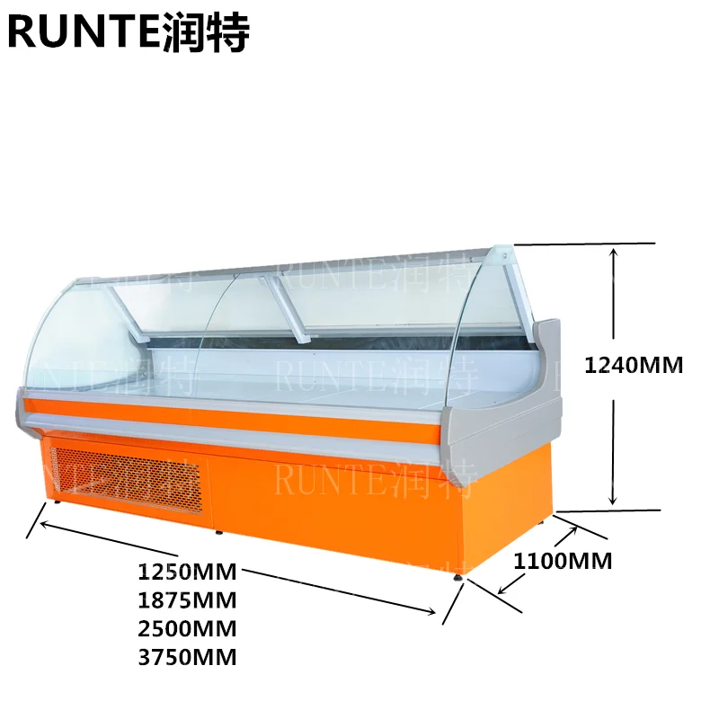  curve glass freezer Meat display fridge 