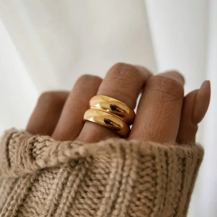 18K Ring Wide Side Double Layer Texture Metallic Gold Plated Stainless Steel Simple Ring Women
18K Ring Wide Side Double Layer Texture Metallic Gold Plated Stainless Steel Simple Ring Women