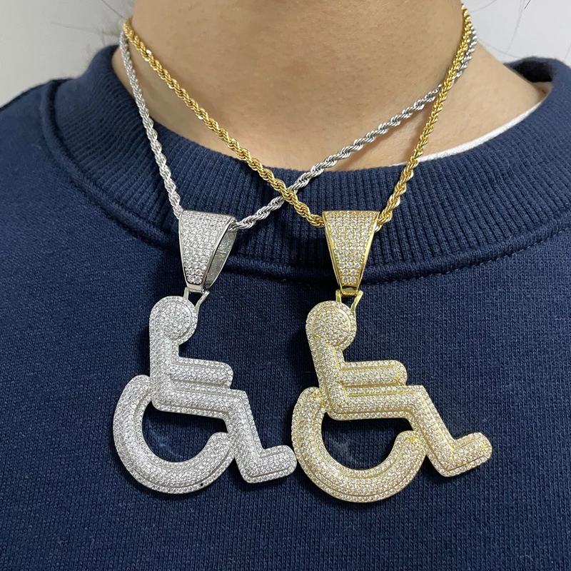 New Wheelchair Baguette Handicap Sign Pendant Necklace Iced out Cubic Zirconia Charm Pendants Hip Hop Men Tennis chain Necklaces
New Wheelchair Baguette Handicap Sign Pendant Necklace Iced out Cubic Zirconia Charm Pendants Hip Hop Men Tennis chain Necklaces