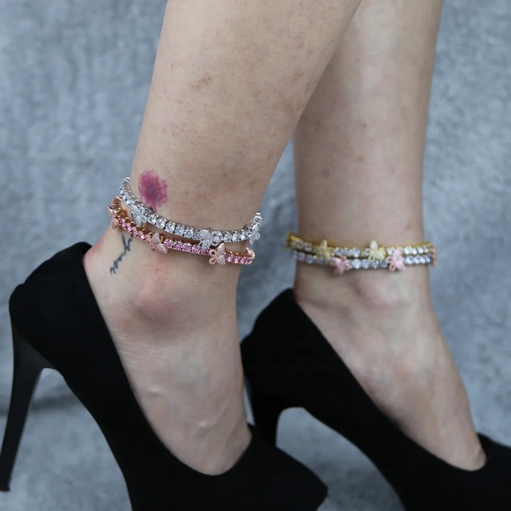 women summer rose gold silver gold 5mm white pink cz butterfly charm tennis chain anklet bracelet foot jewelry
women summer rose gold silver gold 5mm white pink cz butterfly charm tennis chain anklet bracelet foot jewelry