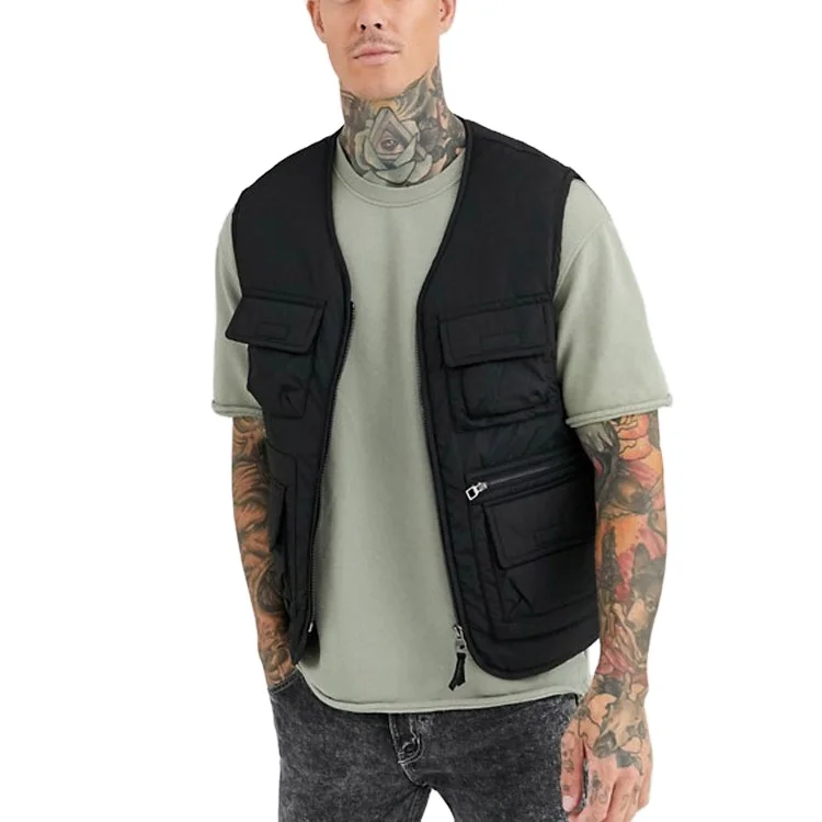 Custom design mens black utility pockets zipper fly utility cargo puffer vest wholesale
Custom design mens black utility pockets zipper fly utility cargo puffer vest wholesale