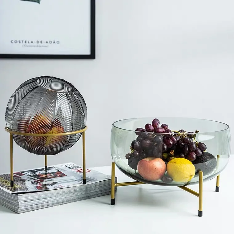 Living Room Coffee Table Decoration Glass Fruit Plate With Metal Shelf Snack Fruit Tray
Living Room Coffee Table Decoration Glass Fruit Plate With Metal Shelf Snack Fruit Tray