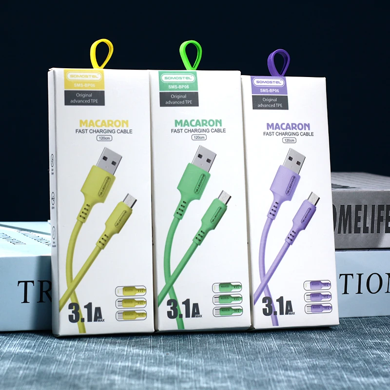 Somostel Macaron color super quality usb data cable 3.1A fast charging for mobile phone Transfers Data and Charges usb cable, As photo
Somostel Macaron color super quality usb data cable 3.1A fast charging for mobile phone Transfers Data and Charges usb cable, As photo