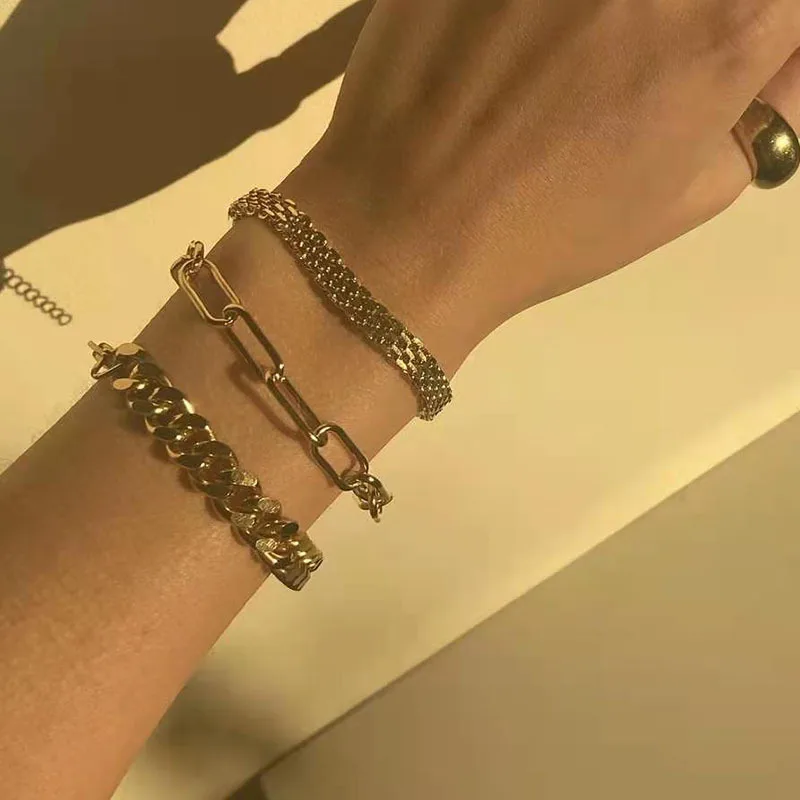 New Style Wide Thick Belt Chain Bracelet Women's 18K Gold Plated Stainless Steel Mesh Bracelet Women, As picture
New Style Wide Thick Belt Chain Bracelet Women's 18K Gold Plated Stainless Steel Mesh Bracelet Women, As picture