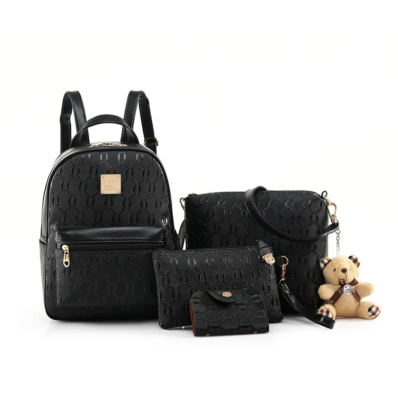 hot sell newest fashion 3 Pcs Set girls and women school bag pu leather backpack with Small Bear
hot sell newest fashion 3 Pcs Set girls and women school bag pu leather backpack with Small Bear