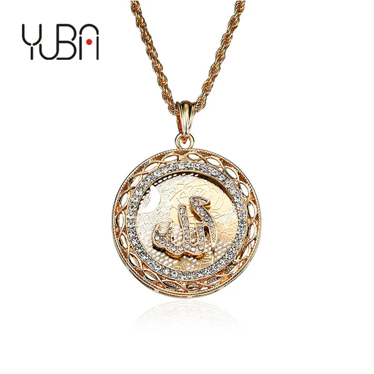 18K Gold Plated Iced Out Pave Crystal Cubic Zirconia Allah Pendant Necklace Round Middle East Islam Pendant Necklace, As picture
18K Gold Plated Iced Out Pave Crystal Cubic Zirconia Allah Pendant Necklace Round Middle East Islam Pendant Necklace, As picture