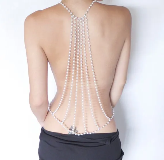 Hot Selling Versatile Fashion Brands Elegant Handmade Pearl Body Chain Back Chain, Picture shows
Hot Selling Versatile Fashion Brands Elegant Handmade Pearl Body Chain Back Chain, Picture shows