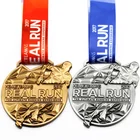 Wholesale Cheap Custom Design Your Own Blank Zinc Alloy 3D Gold Metal Award Marathon Running Sport Medal Ribbon