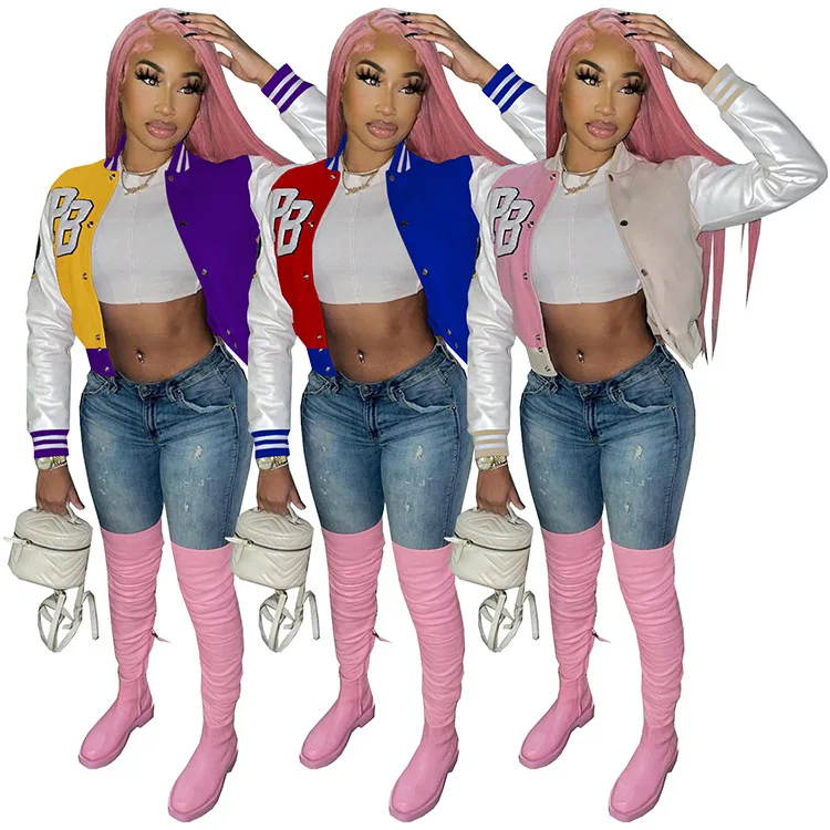 Drop Shipping Fashion Spring Baseball Jacket Women Contrast Color Horizontal Biker Jackets Wholesale
Drop Shipping Fashion Spring Baseball Jacket Women Contrast Color Horizontal Biker Jackets Wholesale