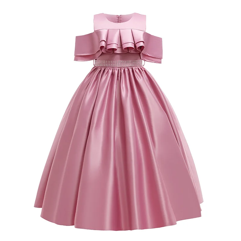 Kalisa Satin Cloth Lotus Leaf Shoulder Hot Drilling Host Occident Girls Dress, Picture shows
Kalisa Satin Cloth Lotus Leaf Shoulder Hot Drilling Host Occident Girls Dress, Picture shows