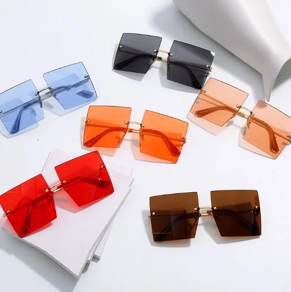 Women Trendy Fashion Ladies Retro Red Brown Tinted Color Lens Sun Glasses Oversized Rimless Square Sunglasses, Picture shows
Women Trendy Fashion Ladies Retro Red Brown Tinted Color Lens Sun Glasses Oversized Rimless Square Sunglasses, Picture shows