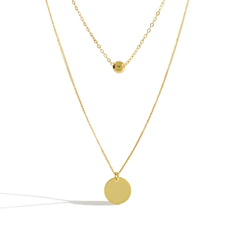 NewSN17 tiny gold bead round plate pendant necklace double layers 925 sterling silver necklace
NewSN17 tiny gold bead round plate pendant necklace double layers 925 sterling silver necklace