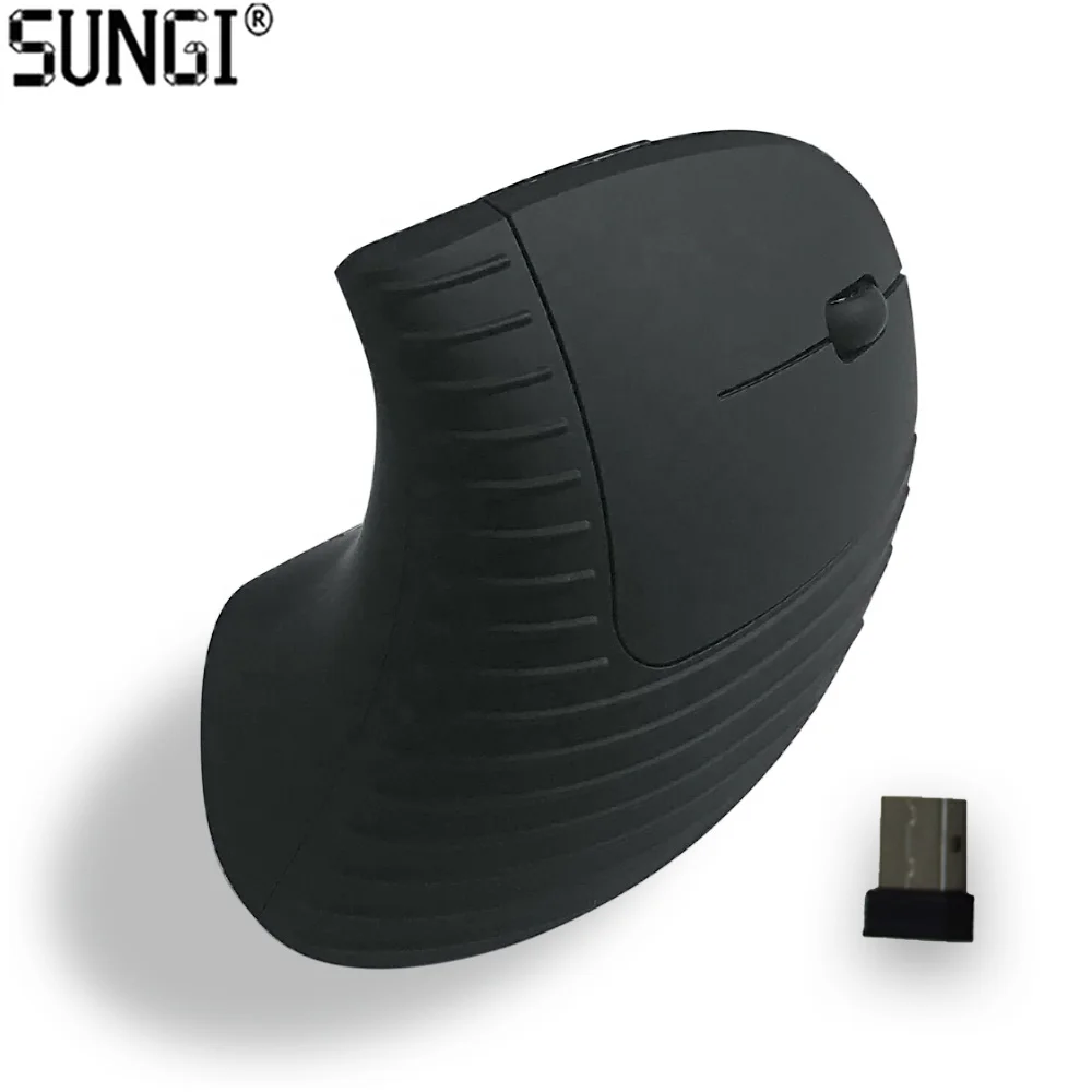 

SUNGI S9GD AAA Battery 2.4GHz Wireless Ergonomic Vertical Mouse Optical USB Dongle Mice with DPI 1000 1200 1600, Black