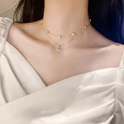 Valentines Day Gift 18K Gold Plated Double Layer Heart Beads Clavicle Necklace Zircon Heart Pendant Necklace For Women
Valentines Day Gift 18K Gold Plated Double Layer Heart Beads Clavicle Necklace Zircon Heart Pendant Necklace For Women