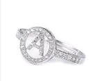 Glowing diamonds with 26 letters opening or girls adjustable slip hollow rings