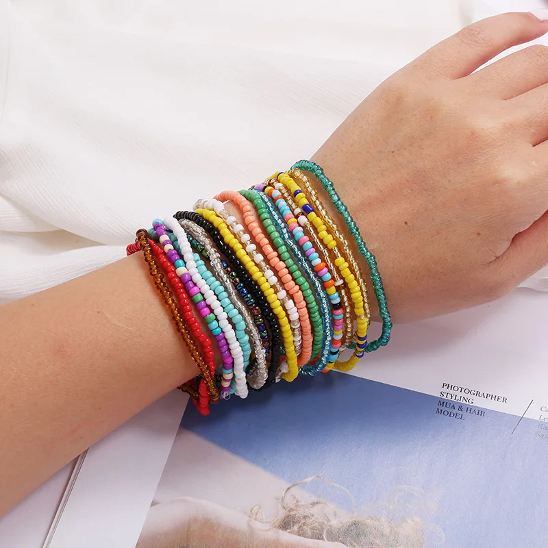 European and American cross border jewelry assorted colorful rice Bead Bracelet simple Bracelet beach Beaded elastic Anklet
European and American cross border jewelry assorted colorful rice Bead Bracelet simple Bracelet beach Beaded elastic Anklet