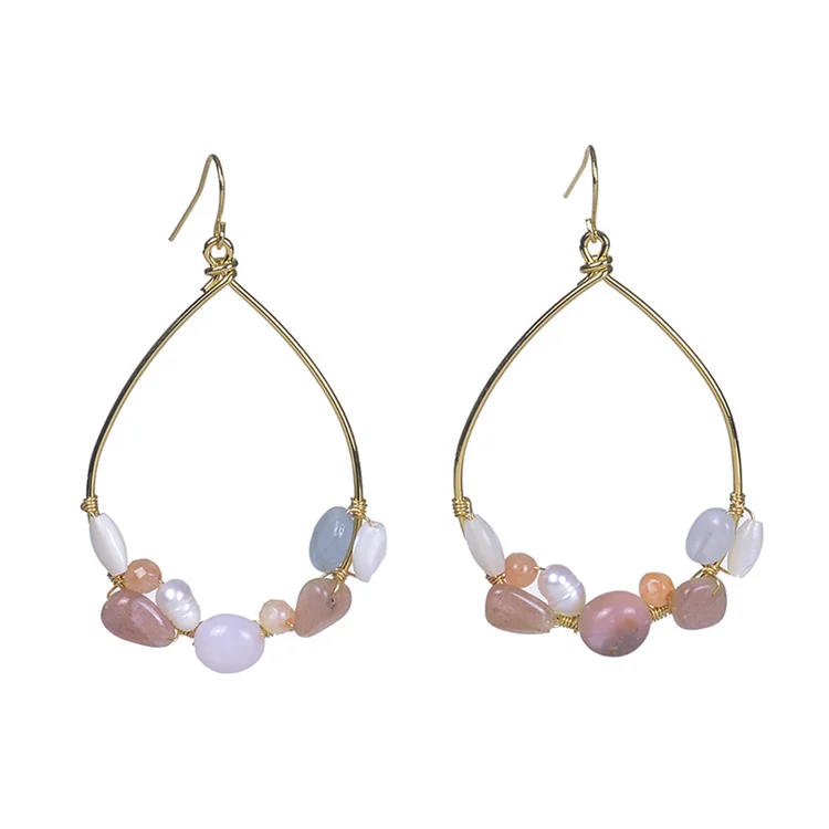 Factory Direct Selling Pink And White Elegant Cute Fashion Natural Stone Pearl Gold Hoop Earrings Drop Shape Gem Pendant Earring, 1 colors
Factory Direct Selling Pink And White Elegant Cute Fashion Natural Stone Pearl Gold Hoop Earrings Drop Shape Gem Pendant Earring, 1 colors