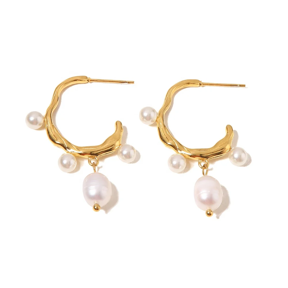 Dainty Classic Freshwater Pearl Pendant Irregular 18K Gold Plated Stainless Steel Pendant Earring
Dainty Classic Freshwater Pearl Pendant Irregular 18K Gold Plated Stainless Steel Pendant Earring