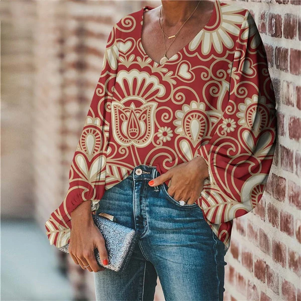 Mandala Boho Floral Print Summer Chiffon Ladies' Blouses Women Top Sexy V-Neck Shirt Flower Design Blusas Mujer de Moda 2021
Mandala Boho Floral Print Summer Chiffon Ladies' Blouses Women Top Sexy V-Neck Shirt Flower Design Blusas Mujer de Moda 2021