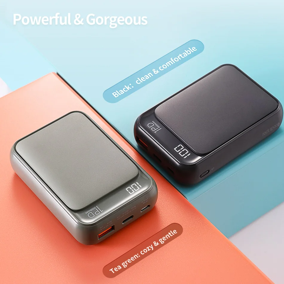 Hot Selling ROCK Mini PD 10000mah Fast charges Power Bank Portable External Battery PD3.0 QC3.0 FCP Powerbank For Samsung iPhone - ANKUX.COM
