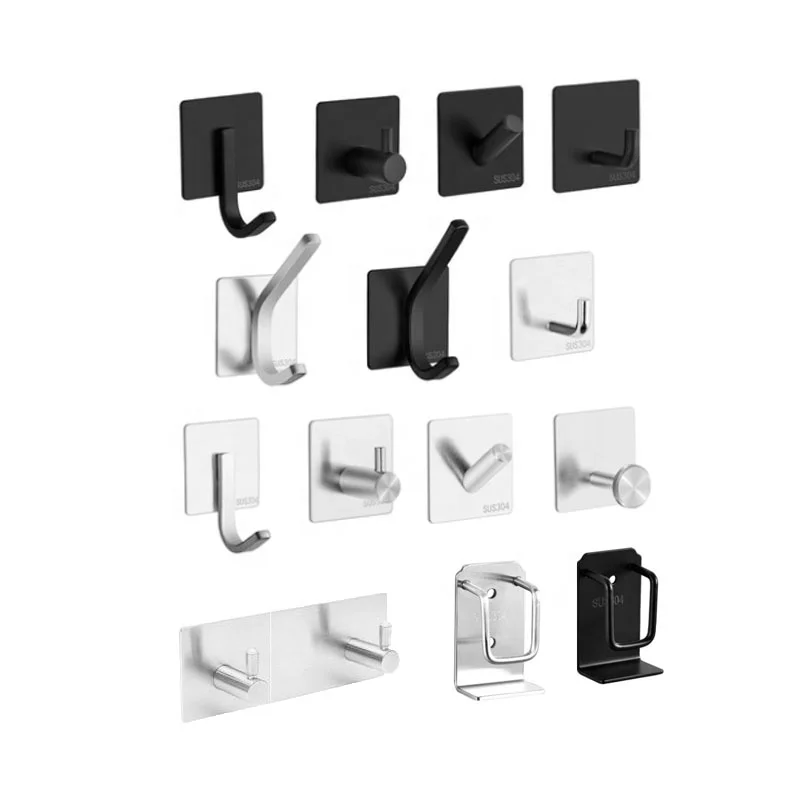 Wholesale 304 stainless steel kitchen and bathroom style perforation-free waterproof rust adhesive self-adhesive hook, Natural/black
Wholesale 304 stainless steel kitchen and bathroom style perforation-free waterproof rust adhesive self-adhesive hook, Natural/black