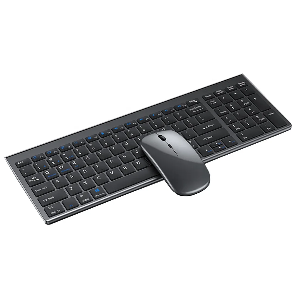 

Factory Direct Sale Ultra-thin Rechargeable Ergonomic 2.4Ghz Dual Mode Wireless Keyboard and Mouse Combo Set for Office