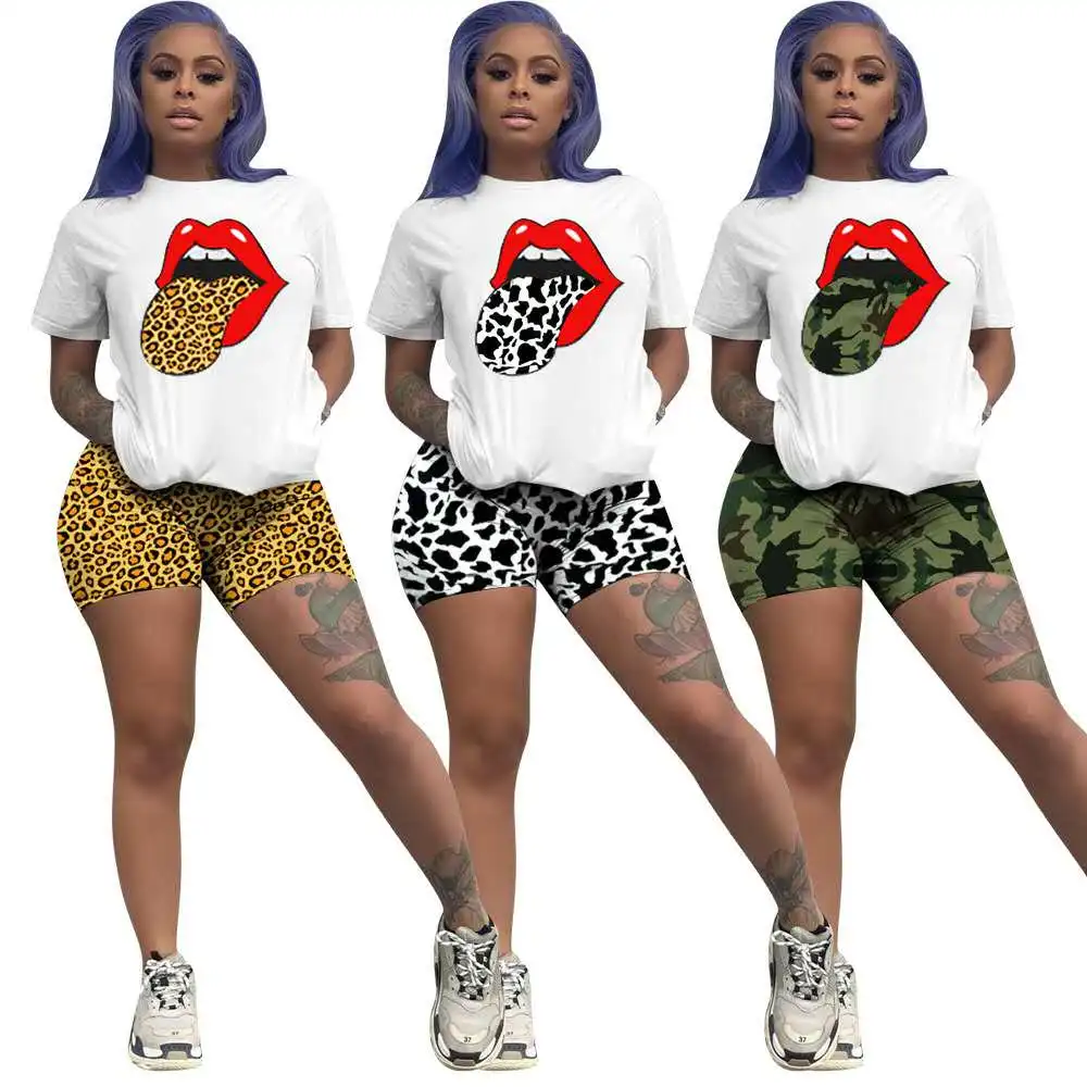 S-5XL summer women plus size clothing leopard lip print 2 two piece short set Casual sports outfit sweatsuit women sets
S-5XL summer women plus size clothing leopard lip print 2 two piece short set Casual sports outfit sweatsuit women sets