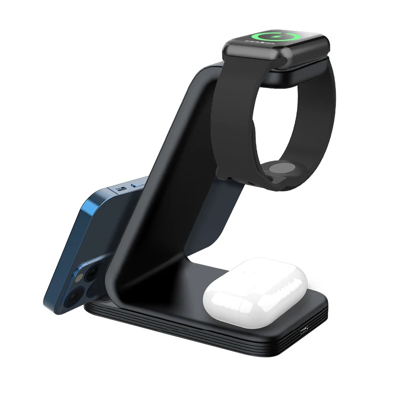 New products 15w phone earphone fast mobile stand 3 in 1 wireless charging stand station charging dock, Black/white
New products 15w phone earphone fast mobile stand 3 in 1 wireless charging stand station charging dock, Black/white