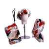hot-selling colorful new style winter fur boots women shoes matched headband and fur bags
