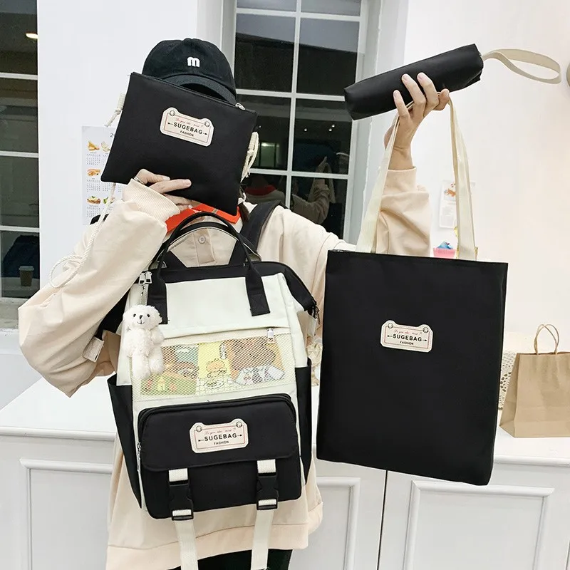 New arrival 4 in 1 female college student set backpack with front mesh pocket backpack set school bag backpack teen school bag
New arrival 4 in 1 female college student set backpack with front mesh pocket backpack set school bag backpack teen school bag