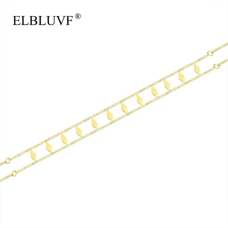 

ELBLUVF Free Shipping Fashion Stainless Steel Rose Gold Plated Choker Shape Geometric Small Rhombus Necklace For Women, Rose gold/gold/silver