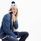 WINTER KNITTED BEANIE HAT in 100% CASHMERE JACQUARD for WOMEN'S