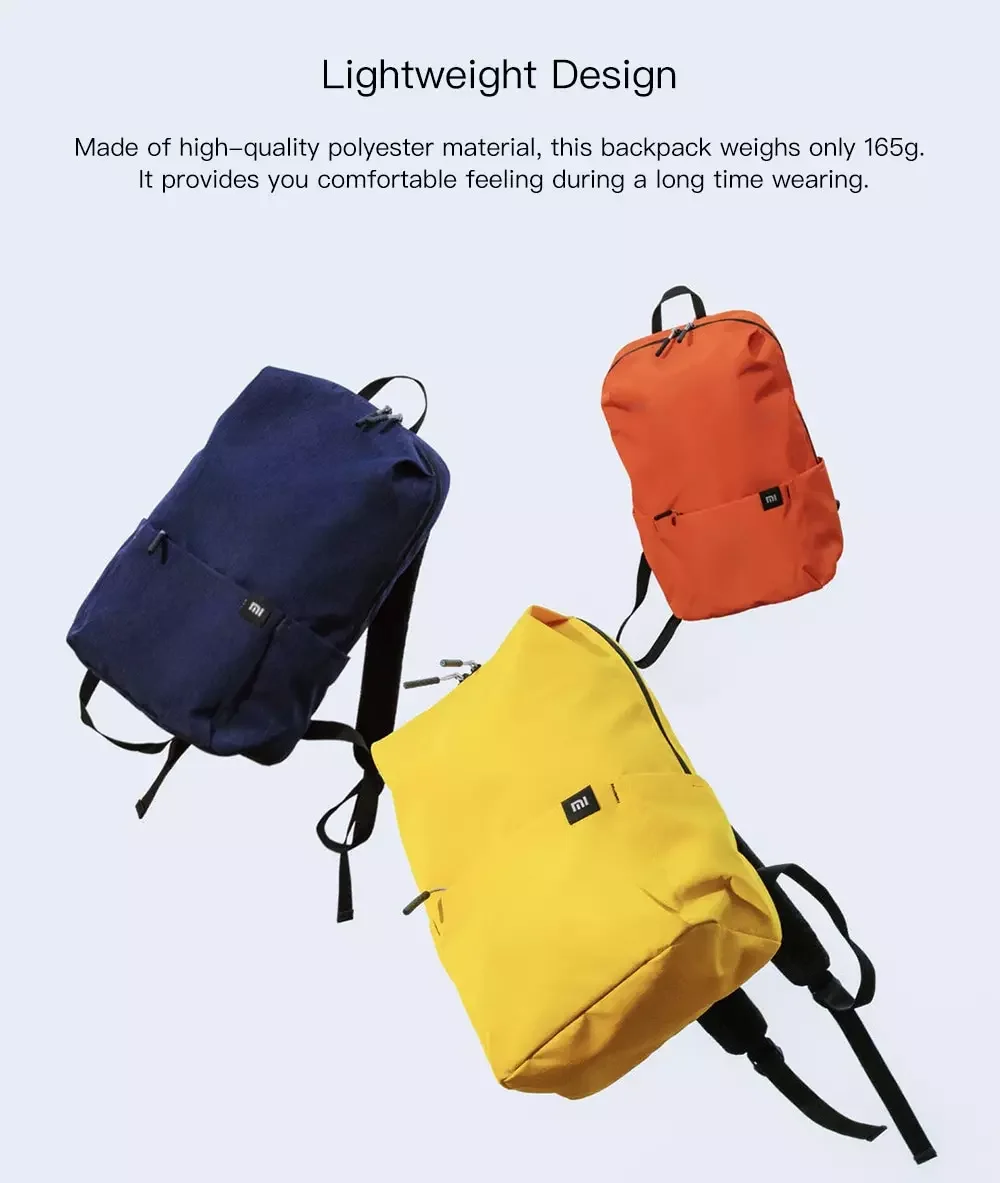 Wholesale Original Xiaomi Colorful Small Backpack 10L 8 Colors Leisure Sports Bags Mini Backpack
