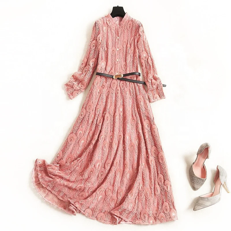 B24291A Temperament flocking lace dress Women spring hollowed-out long A- line dress, Navy
B24291A Temperament flocking lace dress Women spring hollowed-out long A- line dress, Navy